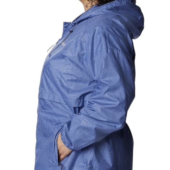 Columbia Lightweight Blue Hooded Auroras Wake Raincoat/Jacket Womens SZ 1X - Picture 4 of 16